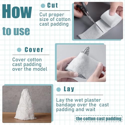 6 Rolls Cast Padding, Soft Cotton Padding Bandage Cast Use with Plaster Cloth Gauze Bandages for Halloween Wrap Bandages Art Projects Body Casts Hobby Craft, Individual Pack Bandage Wrap Rolled