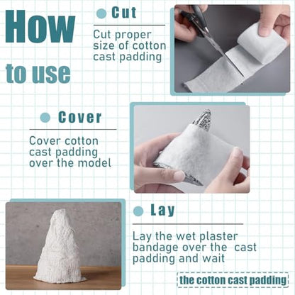 6 Rolls Cast Padding, Soft Cotton Padding Bandage Cast Use with Plaster Cloth Gauze Bandages for Halloween Wrap Bandages Art Projects Body Casts Hobby Craft, Individual Pack Bandage Wrap Rolled