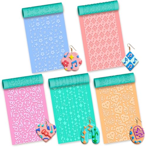 beinkmake 5Pcs Music Pattern Polymer Clay Texture Rollers, Plastic Clay Tools with Storage Case for DIY Jewelry Making, Scrapbooking, Pottery Crafting - color: Music Pattern