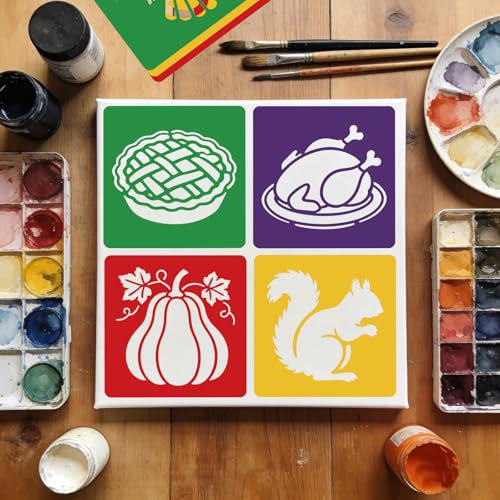 CUTHOLLOW 25PCS Autumn Elements Painting Shape Stencils Sets - 8 Inch Reusable&Washable Drawing Template, Different Primary Themed Sidewalk Chalk Art Stencils Kit for Craft Room Wall Paper - style: Autumn Elements