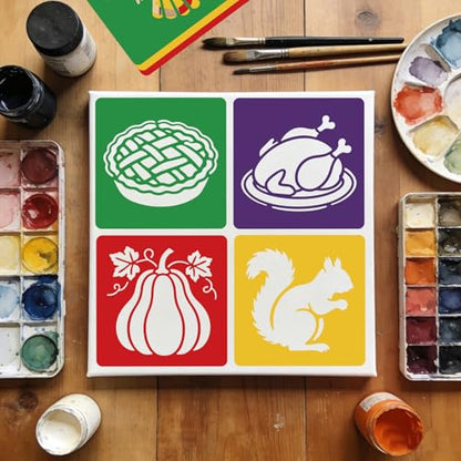 CUTHOLLOW 25PCS Autumn Elements Painting Shape Stencils Sets - 8 Inch Reusable&Washable Drawing Template, Different Primary Themed Sidewalk Chalk Art Stencils Kit for Craft Room Wall Paper - style: Autumn Elements
