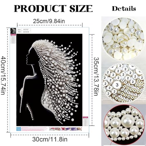 xackcme 2 Pack Lady Diamond Art Pearl Painting Kits for Adults (12×16 inch) - color: WYZ187+WYZ190