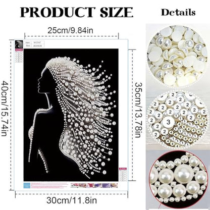 xackcme 2 Pack Lady Diamond Art Pearl Painting Kits for Adults (12×16 inch) - color: WYZ187+WYZ190
