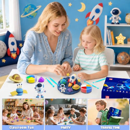 Air Dry Clay Kit -12 Space Theme Modeling Clay for Kids Arts and Crafts | Ultra Light & Soft,Safe & Non-Toxic,No-Sticky & Crack,DIY Molding Clay with Sculpting Tools,Party Favors Gifts for Girls Boys - color: #04Dark Blue- Children's Drem Star