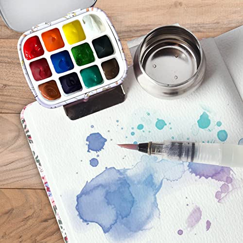 Portable Travel Watercolor Palette, Mini Metal Tin Box,12-Well Empty Tins - color: Outdoor Painting Set-lying Cat