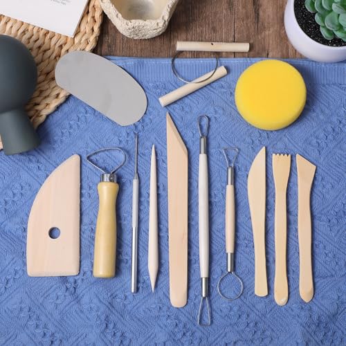 Clay Modeling Tools Kit 78-Piece, Stainless Steel & Pine Wood Clay Sculpting Tools for Carving, Trimming, Shaping, Smoothing - Pottery Tool Set for Beginners & Pros