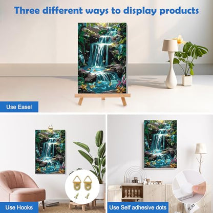 MOGTAA Paint by Numbers Kit for Adults with Frame, River Landscape Paint by Number Canvas, Flowers Paint by Numbers with Easel, DIY Butterfly Oil Painting Kit for Home Wall Decor 8 x 12 Inch
