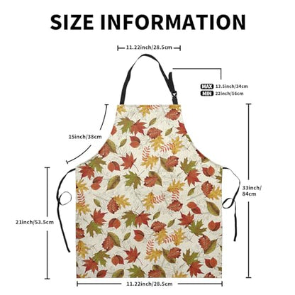 Fall Colorful Maple Leaves Apron with Pockets Autumn Watercolor Leaves Apron with Adjustable Neck Thanksgiving Day holiday Farmhouse Chef Cooking Apron for Women Men Dinner Baking BBQ - color: Fall-a