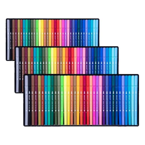 35 Dual Markers Pen for Adult Coloring Book, Coloring Brush Art Marker, Fine Tip Colored Pens for Bullet Journaling Drawing Planner (Pack of 3) - size: 1 Count (Pack of 105)