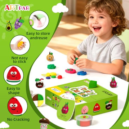 ARTPAR Air Dry Clay Kit for Kids - 12 Fruit DIY Modeling Magic Clay Sets - color: Green Fruit Kit
