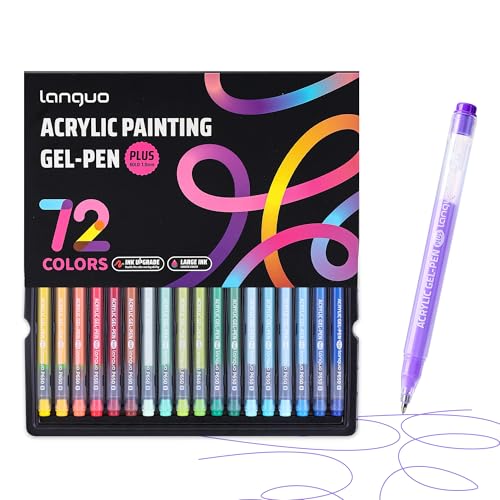 languo Acrylic Gel Pens for Coloring, 72 Colors, 1.0mm Bullet Tip | High Opacity Acrylic Paint Pens, Smooth Ink Flow, Great for Black Paper, Coloring, Drawing, Journaling and DIY Crafts - color: 72 Colors