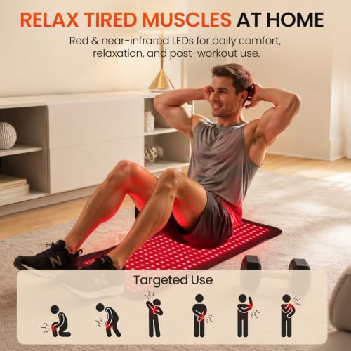 33" x 14" Red Light Therapy Mat for Body Pain Relief, 320 LEDs, 45W | 660nm&850nm Large Infrared Light Therapy Pad for Home Use, Easy-Clean Design, 4 Modes, 5 Intensity Levels, 10-90 Min Timer