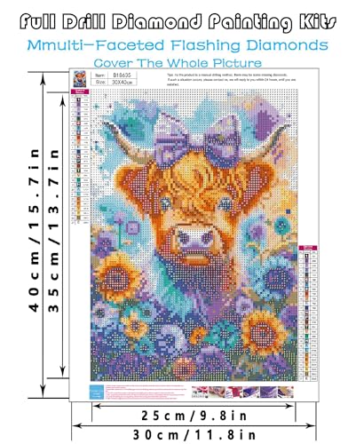 askkqtx Highland Cow Diamond Art Kits for Adults 12x16 Inch - color: B18635