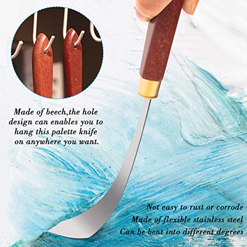 Honoson 2 Pcs Palette Knife Set Spatula Pallet Stainless Steel Wood Handle | Mixing Scraper Oil Painting Accessories,Metal Knives Wood Handle, Art Acrylic Draw Color Mixing Supplies, 2 Sizes