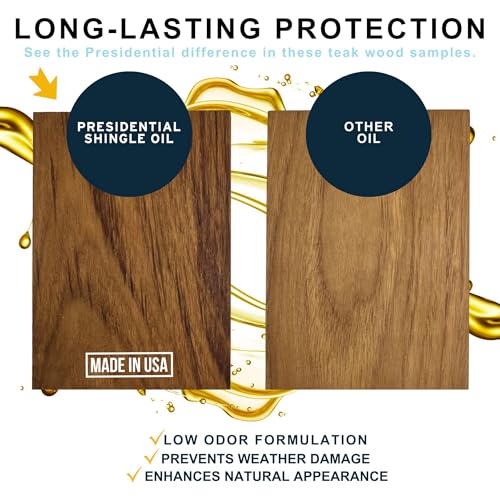 Presidential Shingle Oil - Indoor & Outdoor Wood Sealer for Protection of Wood Surfaces - Reduces Weathering - Low Odor - Enhances Natural Appearance - Made in USA (1 Gallon) | Non Toxic – Low Odor – Reduces Weathering - Water Resistant - Enhances Natural