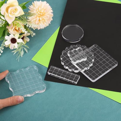 PATIKIL Acrylic Stamp Block, 15 Pack Stamping Block Square Shape with Grid Lines Decorative Mounting Blocks Set for Scrapbooking DIY Crafts Card Making, 1.22" x 1.22" - size: 1.22" x 1.22"