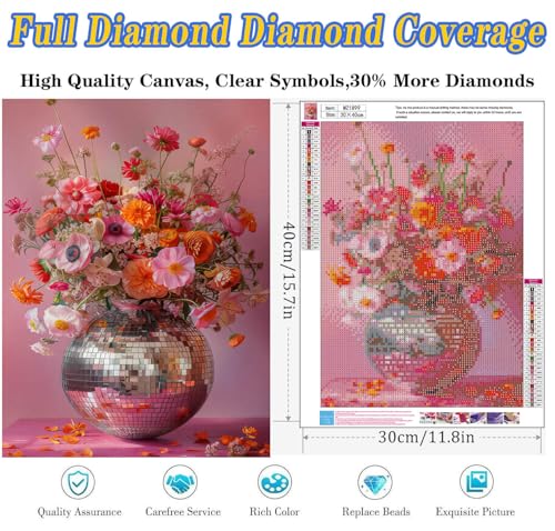 Dugsmgd Flowers Diamond Art Kits for Adults, Diamond Painting Kits 12X16 in - color: Flowers