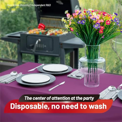 Plastic Table Cover Roll, 110 Ft X 54 In Plastic Table Cloth Disposable | Purple Plastic Tablecloth Roll with Cutter PEVA Disposable Tablecloth for Birthday, Graduation Party, Bridal Shower, Wedding - color: Purple, size: 1320" x 54" (Rectangular)