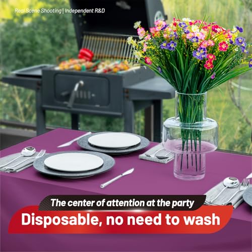 Plastic Table Cover Roll, 310 Ft X 54 In Plastic Table Cloth Disposable | Purple Plastic Tablecloth Roll with Cutter PEVA Disposable Tablecloth for Birthday, Graduation Party, Bridal Shower, Wedding - color: Purple, size: 3720" x 54" (Rectangular)