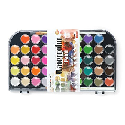 TRANSON 48 Colors Watercolor Paint Set with 4pcs Paint Brushes and 1pcs Water Brush Pen for Adults, Beginners and Artists