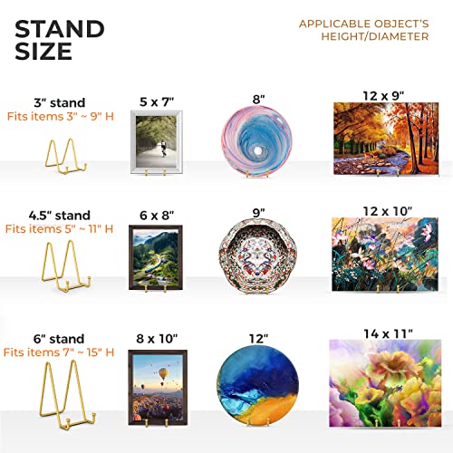 TR-LIFE Plate Display Stand - 3 Inch Holder + Metal Frame for Picture, Decorative Plate, Photo Easel, Tabletop Art (Gold 2 Pack) - size: 3 Inch