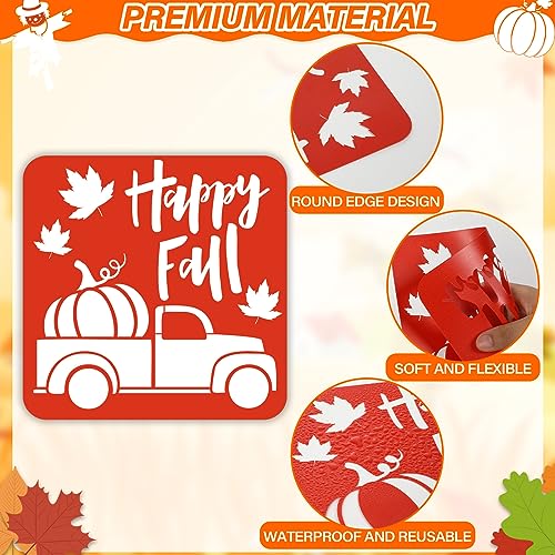 36pcs Fall Thanksgiving Drawing Stencils for Kids 8 Inch Pumpkins Sidewalk Chalk Stencils Painting Large Washable Reusable Autumn Themed Primary Shape Template for Thanksgiving Kids Toddlers Preschool - style: Fall