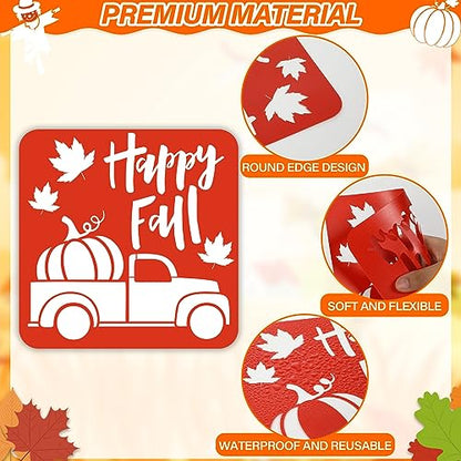 36pcs Fall Thanksgiving Drawing Stencils for Kids 8 Inch Pumpkins Sidewalk Chalk Stencils Painting Large Washable Reusable Autumn Themed Primary Shape Template for Thanksgiving Kids Toddlers Preschool - style: Fall