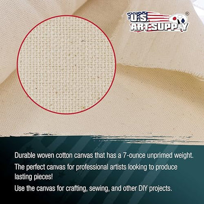 U.S. Art Supply 7-Ounce Unprimed Canvas Roll, 12" Wide x 6' Long (2 Yards) - 100% Cotton, Woven, Acid-Free - Unstretched Canvas Rolls for Painting, Murals, & DIY Crafts - size: 12-Inch-x-2-Yards