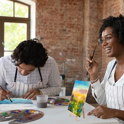 Motimind 36 Pcs 8 x 8 Mini Canvas and 8" Easel Set Bulk for Paint Party | Painting Art Crafts for Back to School Classroom Birthday Valentine Christmas Mother's Day End of School Year Gifts - size: 8 x 8 Inch