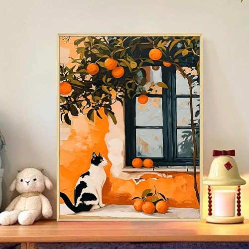 CRZMODE Cat Paint by Numbers Kit for Adults, Orange Paint by Numbers for Adults, Acrylic Painting Crafts for Home Decor Gift (16x20inch) - color: Cat01(16X20")