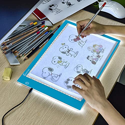 XIAOSTAR Light Box Drawing Pad, 12000 Lux LED Tracing Board A4, USB Powered (Not Rechargeable) PMMA Panel, Adjustable Brightness for Diamond Painting, Sketching, Animation, X-Ray–Includes Accessories | for Artists,Animation Drawing,Sketching,Animation,X-r