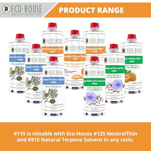 115 Xtra Mild Paint Thinner – Citrus Scent, Low Odor, Safe Alternative to Turpentine – Eco-Friendly Solvent for Oil Paints, Natural Resins & Varnishes – 118ml (4 oz) - size: 4 Fl Oz (Pack of 1)