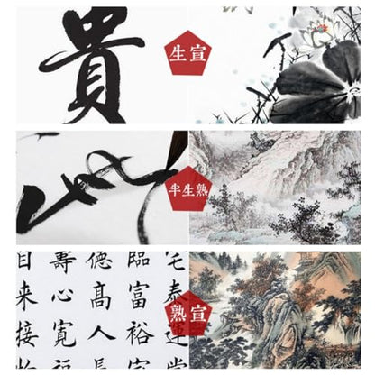 KYMY Chinese Japanese Calligraphy Paper 100PCS, Sumi/Rice Paper for Writing Painting Drawing Practice, Chinese Brush Ink Half Sheng Shu (Half Raw Ripe) Xuan Paper (69 x 138 cm (27.16 x 54.33 Inch)) - size: Half Sheng Shu(Raw Ripe) 69x138cm(27.2 x 54.3In)