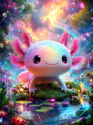 Diamond Art Kits for Adults,Colorful Axolotl Diamond Painting Kits 12x16in | Diamond Painting Kit - Sparkling Full Drill Design Perfect for Home Decor, Holiday Gifting, And Relaxing Crafting 12x16inch - color: DP04536