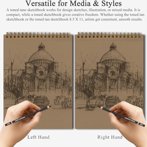 Fuxi Toned Tan Sketchbook 8.5x11, 60 Sheets Acid- Free Tan Paper, Spiral Bound Sketch Book, Hardcover | Ideal for Artists, Students & Classrooms. - color: Toned Tan, size: 11" x 8.5" (Pack of 1)