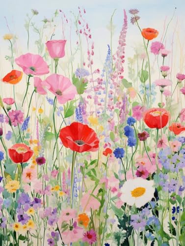 ZRIZQ Flowers Paint by Numbers Kit for Adults Beginner,Wildflowers, 16x20 | Full set with wooden brushes,rolled canvas,rich paints.Calming activity.Beginner friendly.Just open and paint. - color: 16"X20"Rolled Canvas-Wildflowers