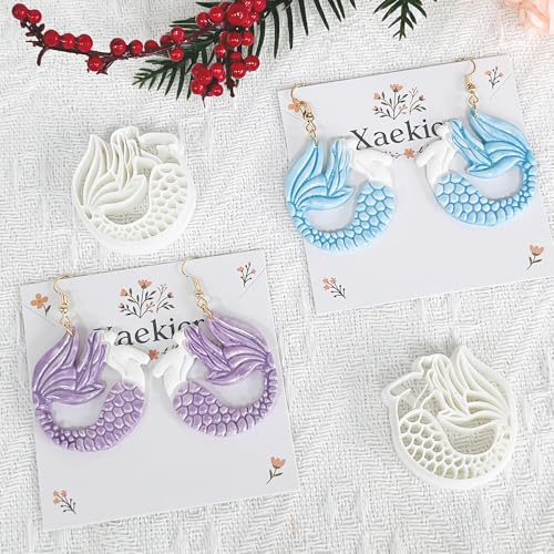 Xaekicr Dragon Mermaid Polymer Clay Cutters Set – Fantasy Clay Earring Cutters for DIY Jewelry Making – Polymer Clay Molds and Clay Tools - color: I color