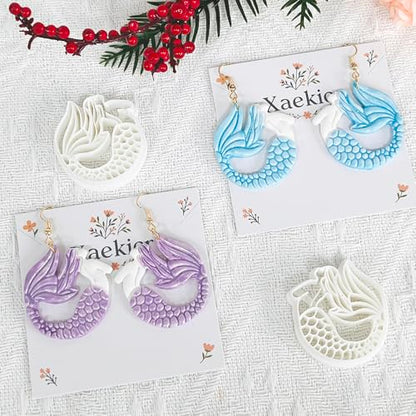 Xaekicr Dragon Mermaid Polymer Clay Cutters Set – Fantasy Clay Earring Cutters for DIY Jewelry Making – Polymer Clay Molds and Clay Tools - color: I color