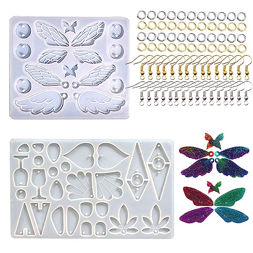 Attuslla Earring Silicone Resin Molds Earring Epoxy Resin Molds DIY Craft with Ear Hooks, Jump Rings for DIY Women Earrings, Pendants, Rings, Jewelry Craft Supplies - color: Style 5