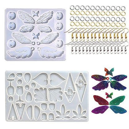 Attuslla Earring Silicone Resin Molds Earring Epoxy Resin Molds DIY Craft with Ear Hooks, Jump Rings for DIY Women Earrings, Pendants, Rings, Jewelry Craft Supplies - color: Style 5