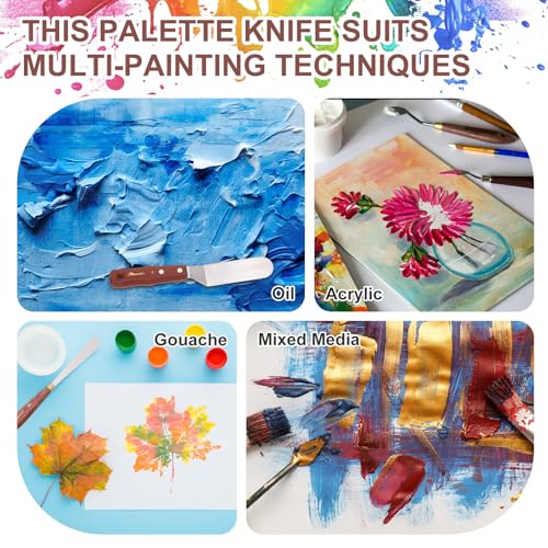MECCANIXITY Pack of 1 Palette Knife No.23, 7.6" Long Palette Knives with Stainless Steel Flexible Spatula Pallet Knife and Wood Handle for Scraping, Mixing, Oil Acrylic Painting Canvas - style: No.23