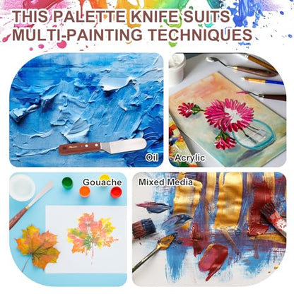 MECCANIXITY Pack of 1 Palette Knife No.23, 7.6" Long Palette Knives with Stainless Steel Flexible Spatula Pallet Knife and Wood Handle for Scraping, Mixing, Oil Acrylic Painting Canvas - style: No.23
