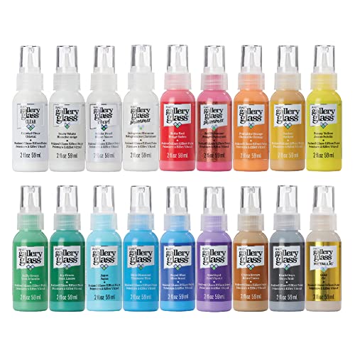 Gallery Glass Window Acrylic Craft Paint Set Formulated to be Non-Toxic, Perfect for Beginners and Artists, Eighteen Bottles, 2 Ounce, Assorted Colors 1 - color: Most Popular Colors