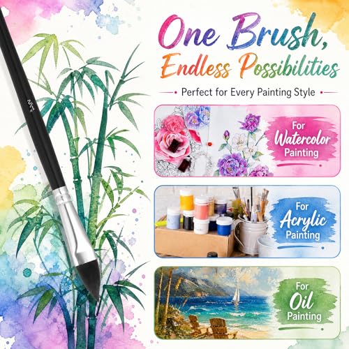 4PCS Cat Tongue Watercolor Brushes, Oval Wash Paint Brushes, Pointed Oval Paintbrush, Cat's Tongue Paint Brush for Watercolor Acrylic Ink Gouache Painting (1/8", 1/4", 3/8", 1/2")