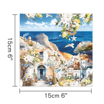 Scrapbook Paper, 24 Sheets 6"×6" 160gsm Single-Sided Patterned Cardstock - color: 24 sheets-seaside cabin
