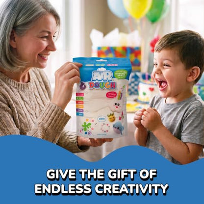 Air Dough White Ultra-Light Air Dry Modeling Dough for Kids, Mess-Free | Mess-Free Modeling Dough Kit That Won't Stick to Carpet and Air-Dries to a Keepsake, Resealable Bag Plus Tutorial Videos - color: White