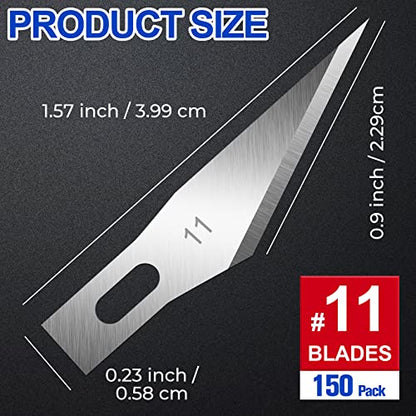 DIYSELF 150 PCS Exacto Knife Blades 11, Sharp Hobby Knife Blades, High Carbon Steel Craft Knife Blade, #11 Replacement Exacto Blade for Art, Scrapbooking, Stencil, Paper Cutting (Pack of 2) - size: #11 (Pack of 2)
