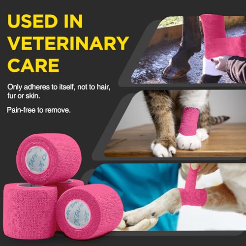 OK TAPE 12 Rolls Self Adhesive Bandage Wrap, Cohesive Elastic Athletic Tape - color: Pink, size: 2 Inch