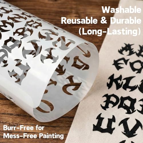 1/2 3/4 1 Inch Letter Stencils for Painting on Wood Reusable Plastic 20 Pack Large Alphabet Templates with Numbers and Symbols DIY Art Crafts for Canvas Porch Signs Journaling Supplies