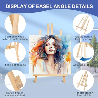 ESRICH 8 Pack 11.8" Wood Easels, Tabletop Easel for Painting | Painting Party, Displaying Canvas, Kids Student Table School Desktop, Portable Canvas Photo Picture Sign Holder - style: 11.8"-8P